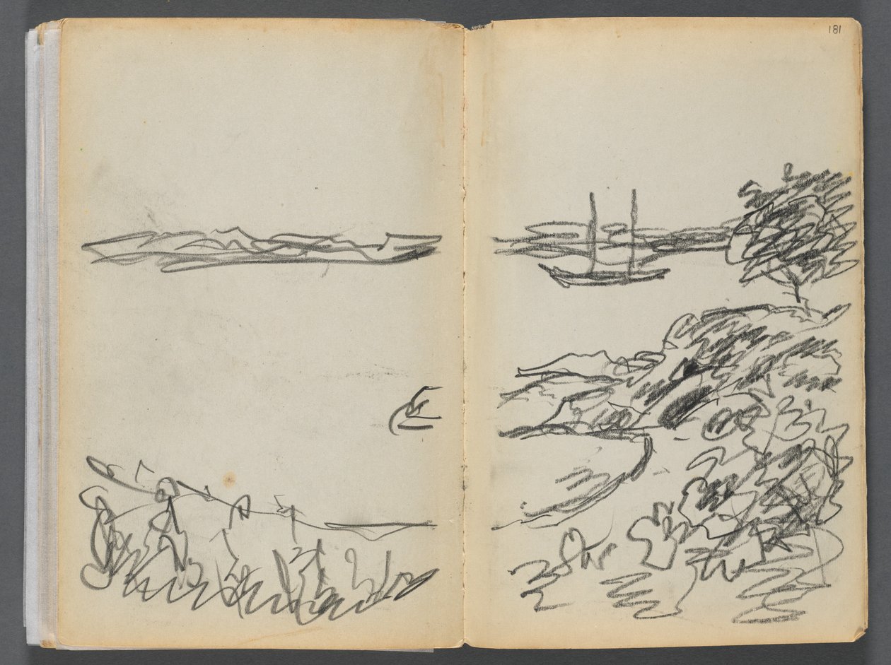 Sketchbook- The Granite Shore Hotel, Rockport, page 180 & 181: Shore line by Maurice Prendergast