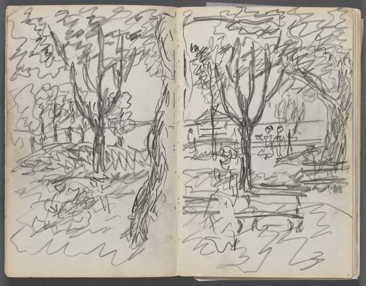 Sketchbook, The Dells, No. 127, page 008 & 9: Landscape by Maurice Prendergast