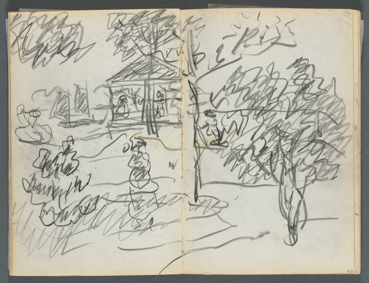 Sketchbook, The Dells, No. 127, page 066 & 67: Landscape by Maurice Prendergast