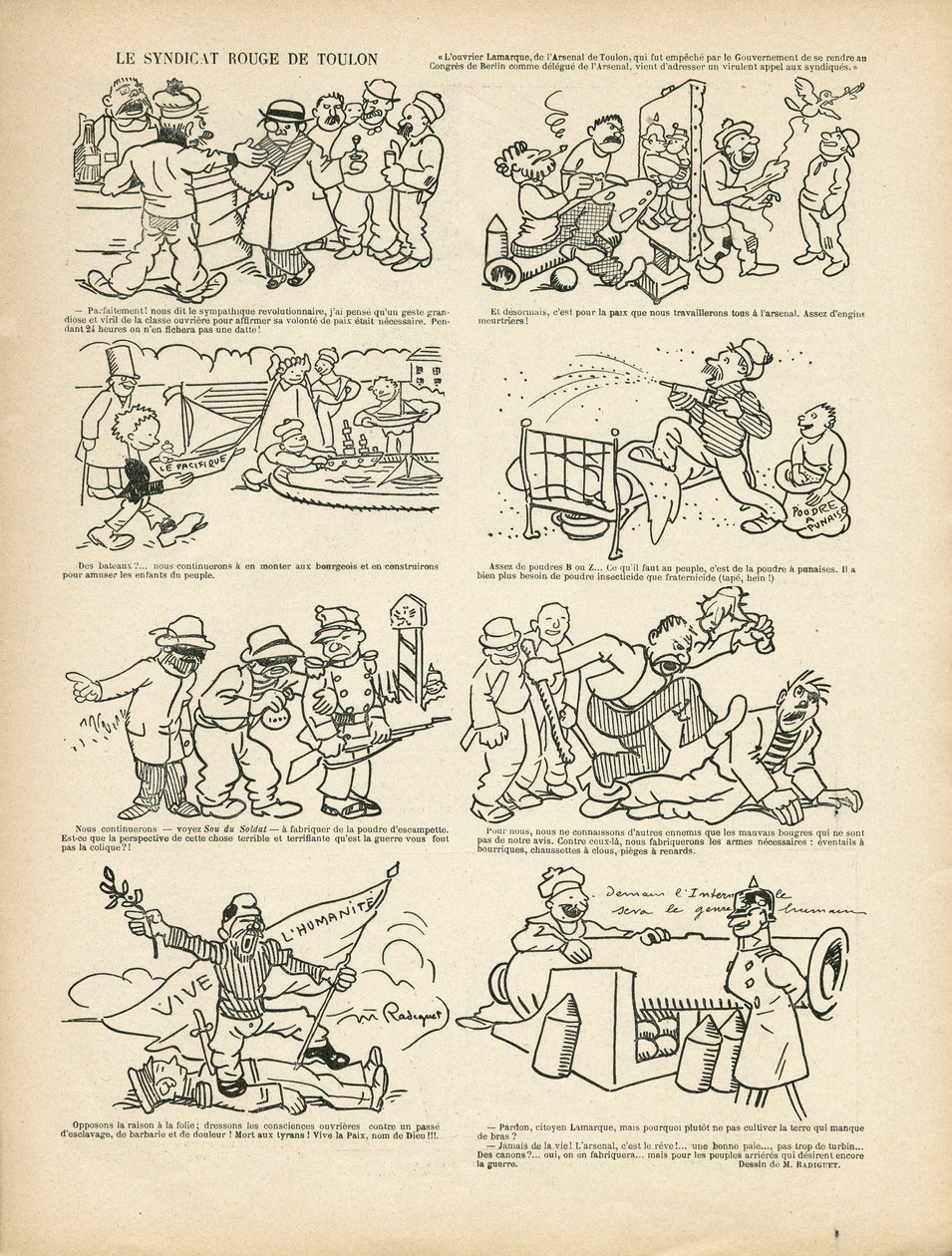 Illustration of Maurice Radiguet in Le Rire, 21/12/12 - Le syndicrouge de Toulon - Syndicalisme, Toulon by Maurice Radiguet