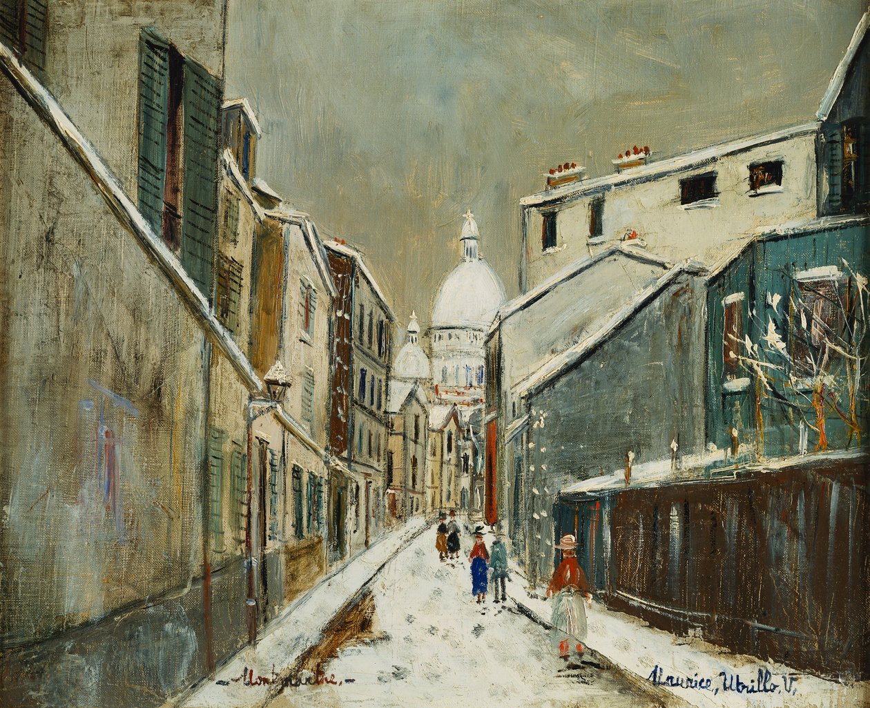 Rue St. Rustique under the Snow, Montmartre, c. 1939 by Maurice Utrillo