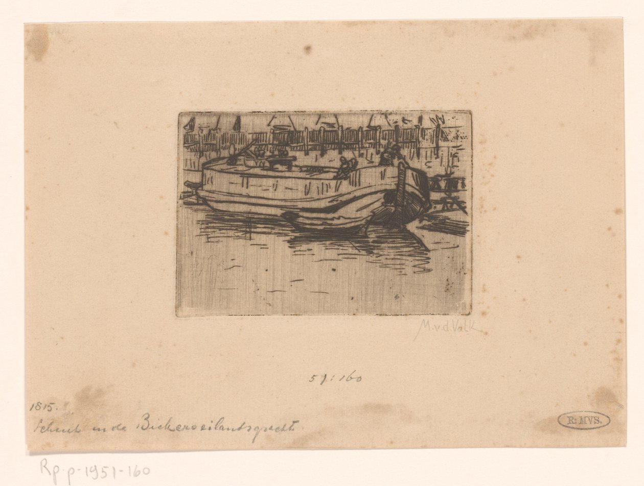 Boat in the Bickersgracht, Amsterdam by Maurits van der Valk (signed by artist)