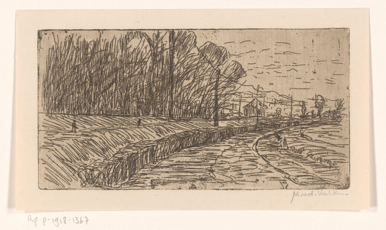 Landscape with Road, Forest Edge, and Power Poles by Maurits van der Valk (signed by artist)