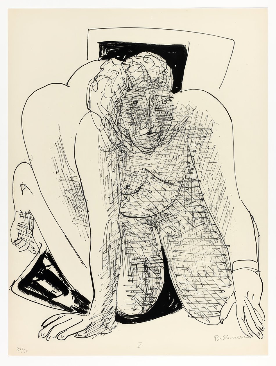 Crawling Woman, plate five from Day and Dream by Max Beckmann