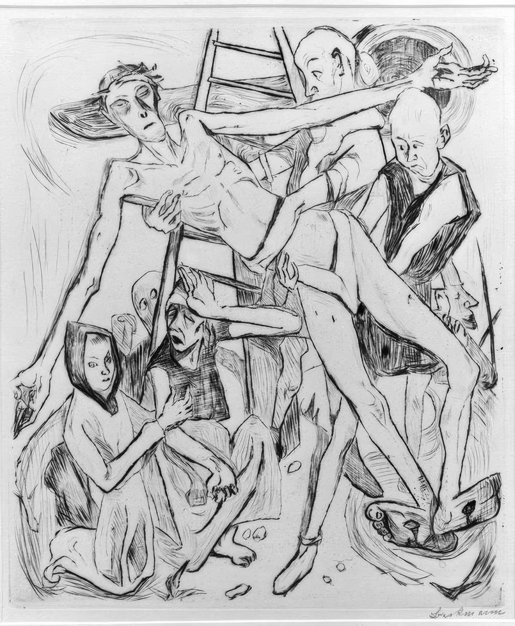 Half-Nude with Cat by Max Beckmann