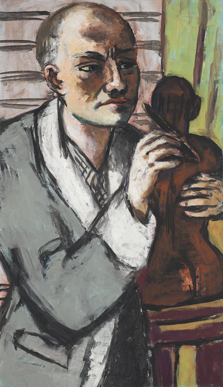 Self-Portrait in a Grey Dressing Gown by Max Beckmann
