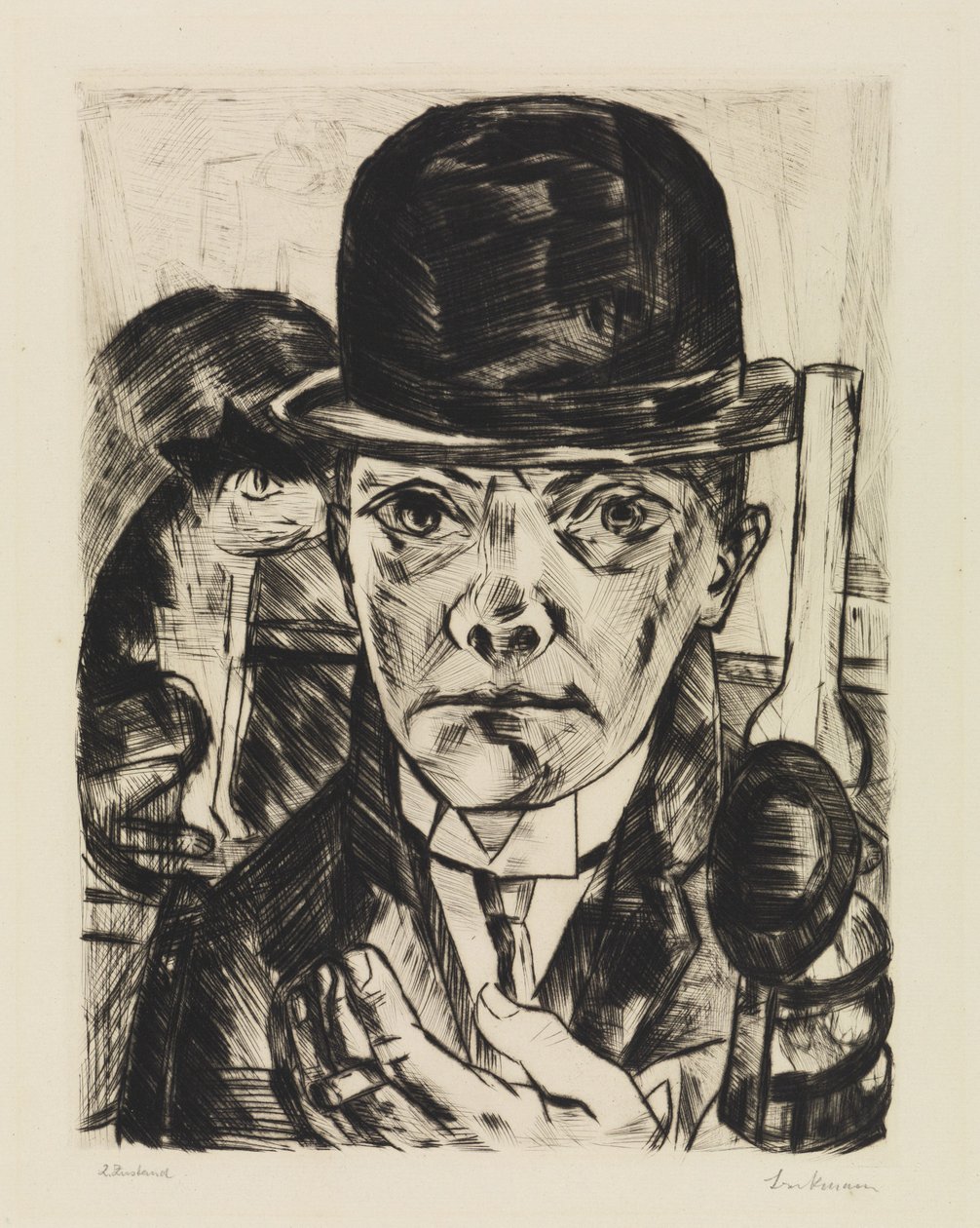 Self-Portrait with a Stiff Hat by Max Beckmann