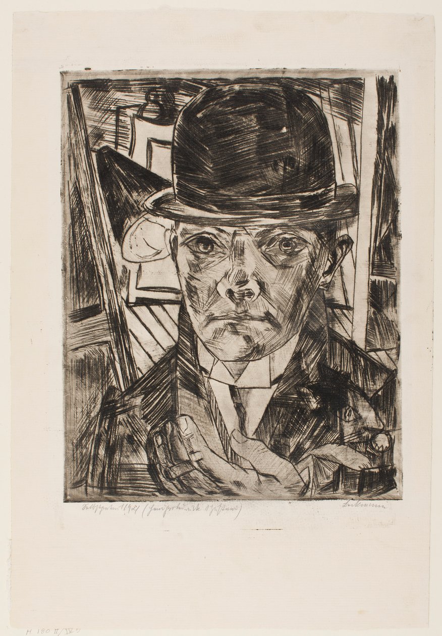 Self-Portrait in Bowler Hat by Max Beckmann