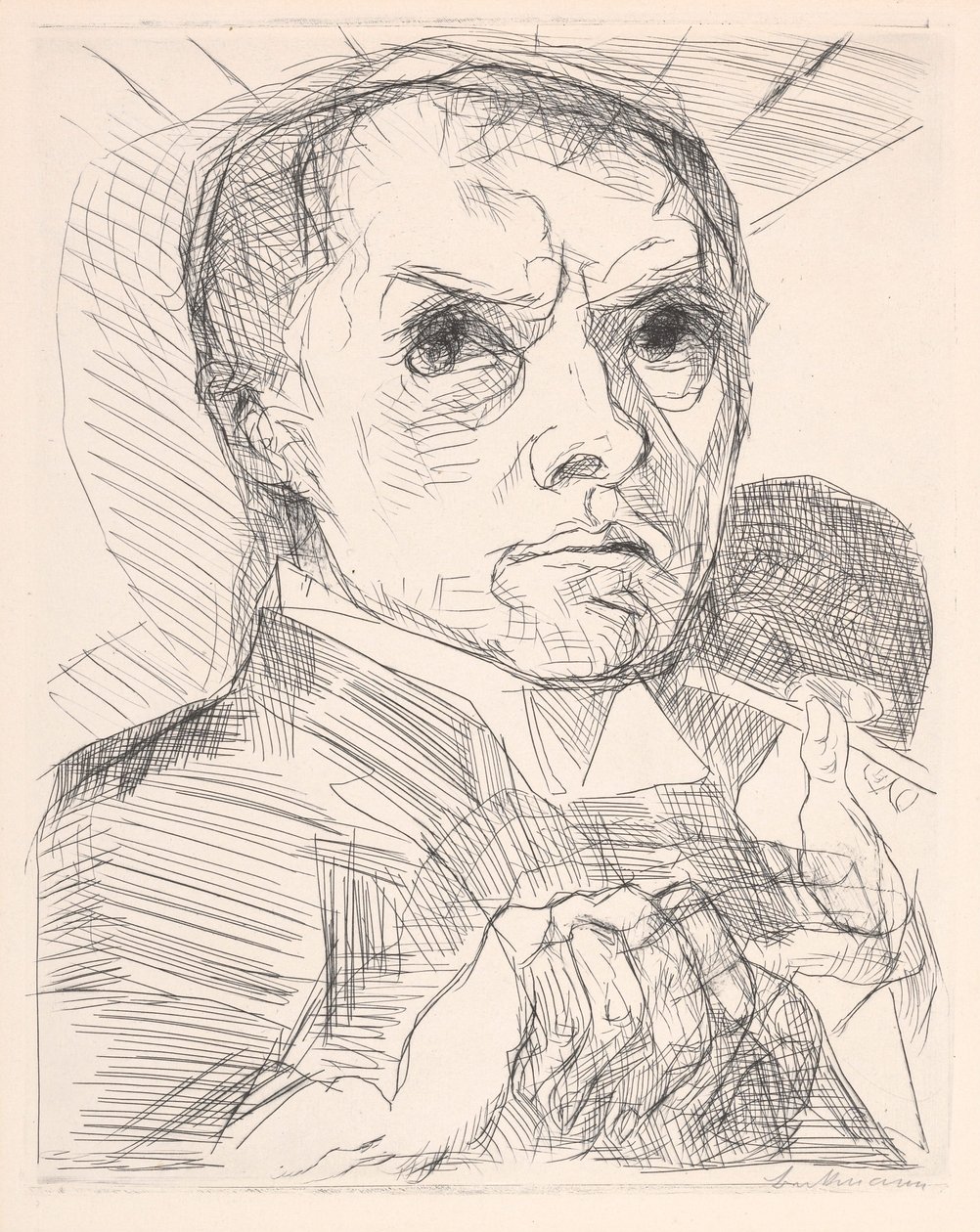 Self-Portrait with Stylus by Max Beckmann