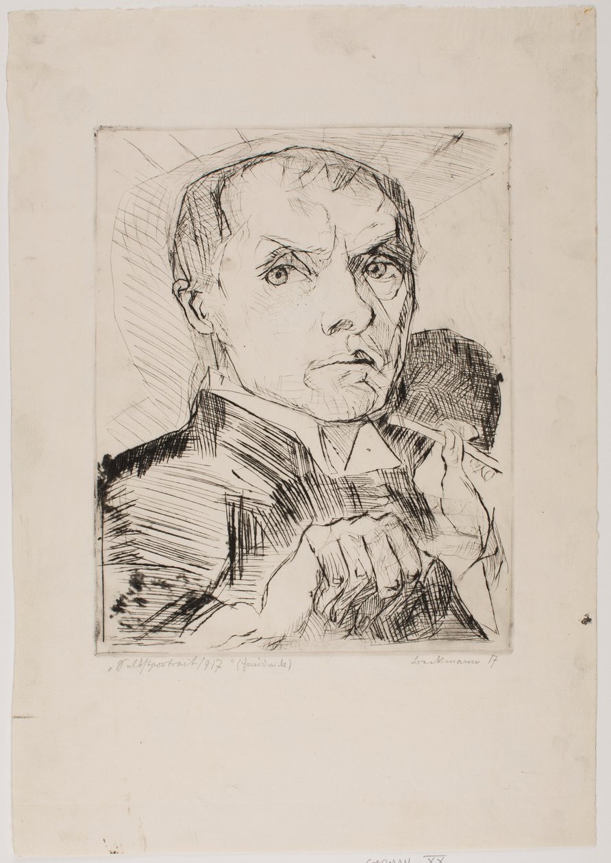 Self-Portrait with Stylus, Plate 19 from "Faces" by Max Beckmann