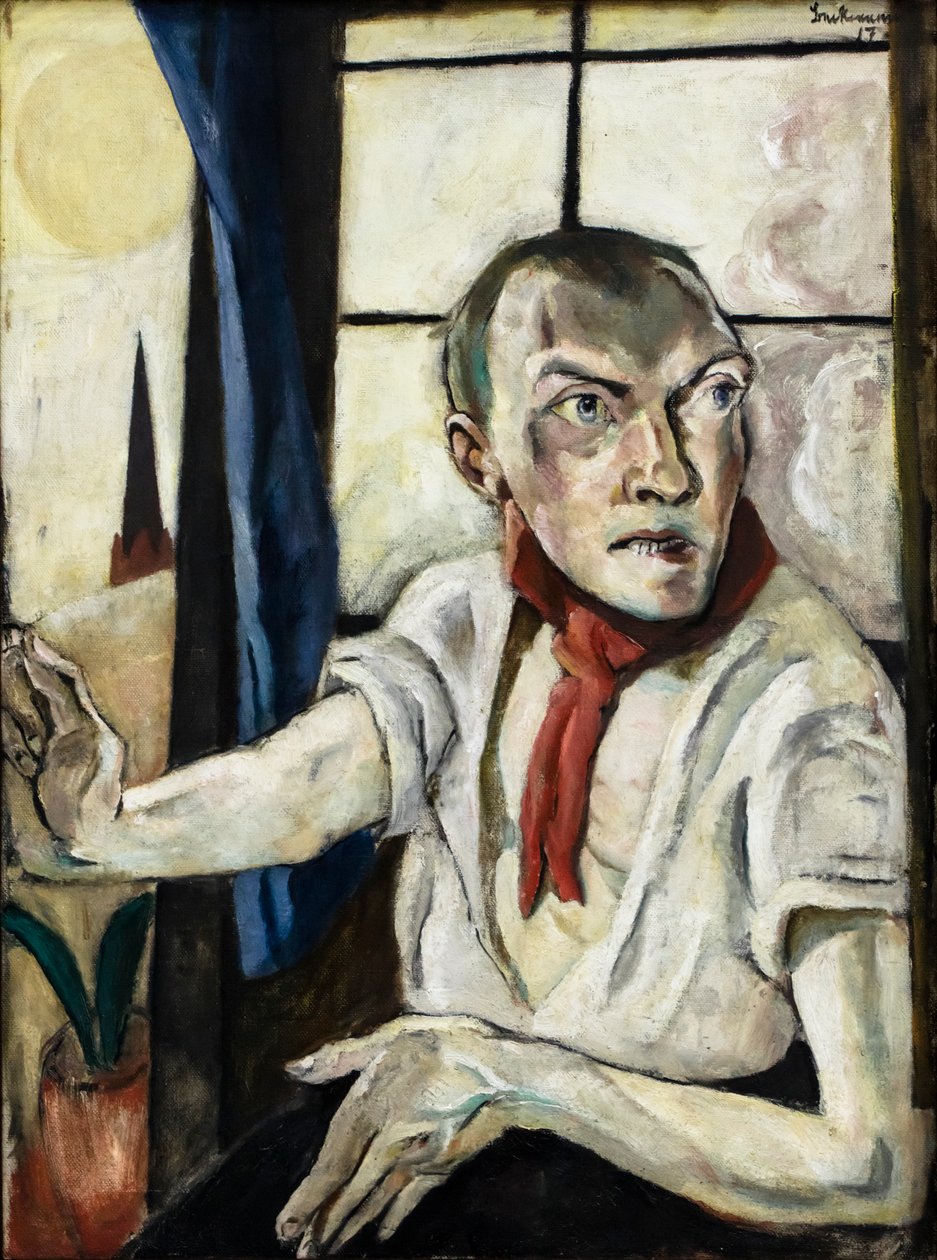Self-portrait with Red Scarf by Max Beckmann