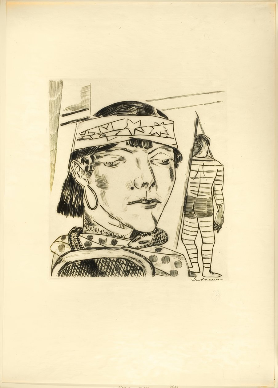 Snake Lade, plate ten from Jahrmarkt by Max Beckmann