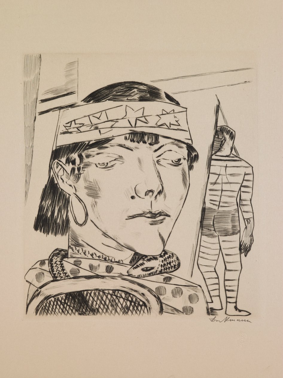 Snake Lady (Annual Fair, plate 10) by Max Beckmann