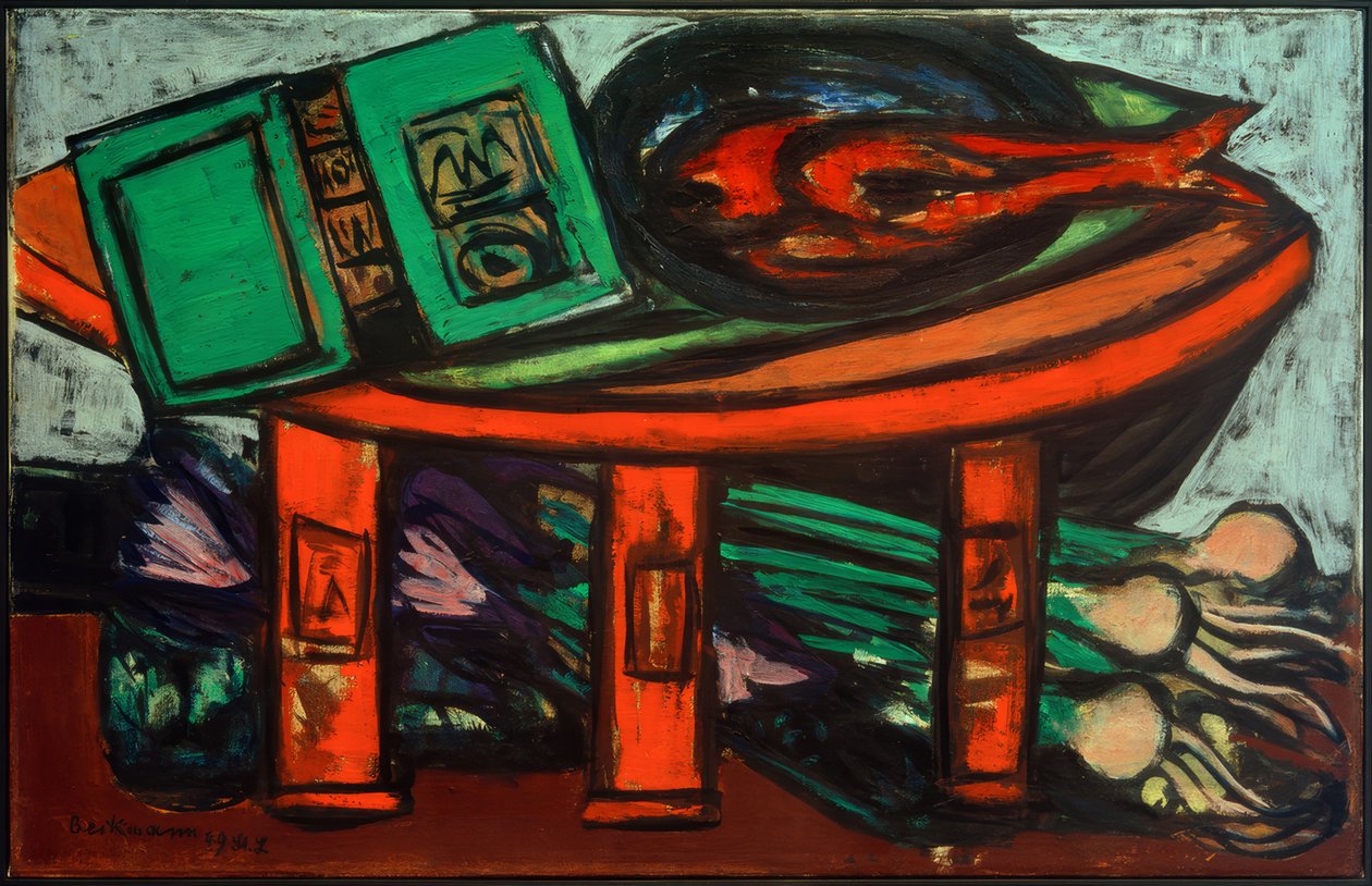 Still Life with Green Book and Radishes by Max Beckmann