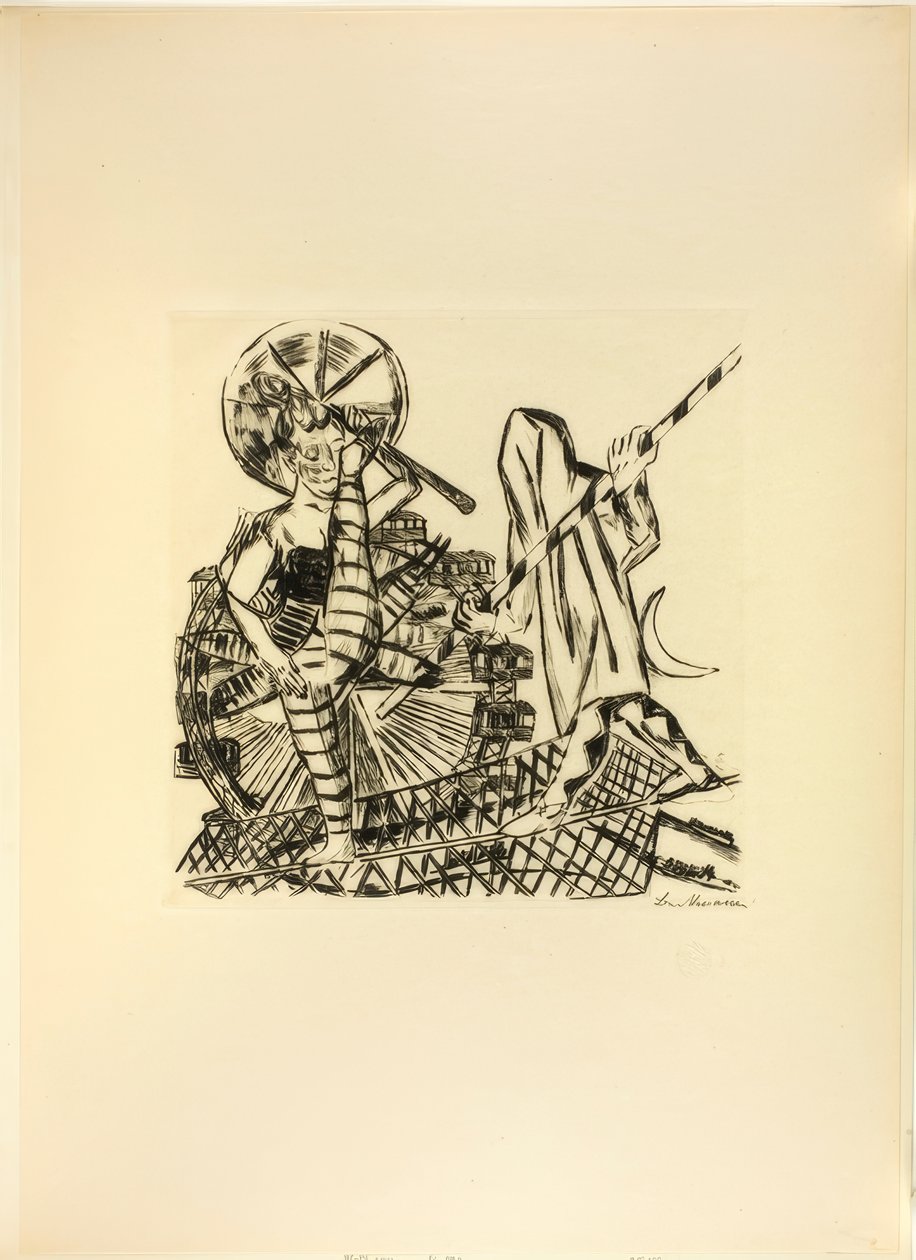 The Tight Rope Walkers, plate eight from Jahrmarkt by Max Beckmann