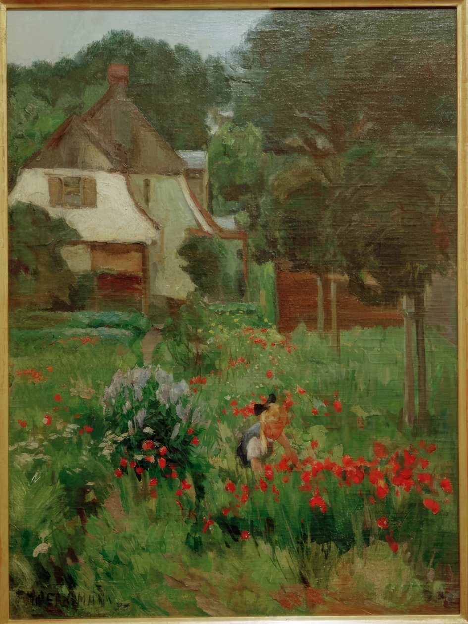 Child Picking Flowers by Max Bergmann