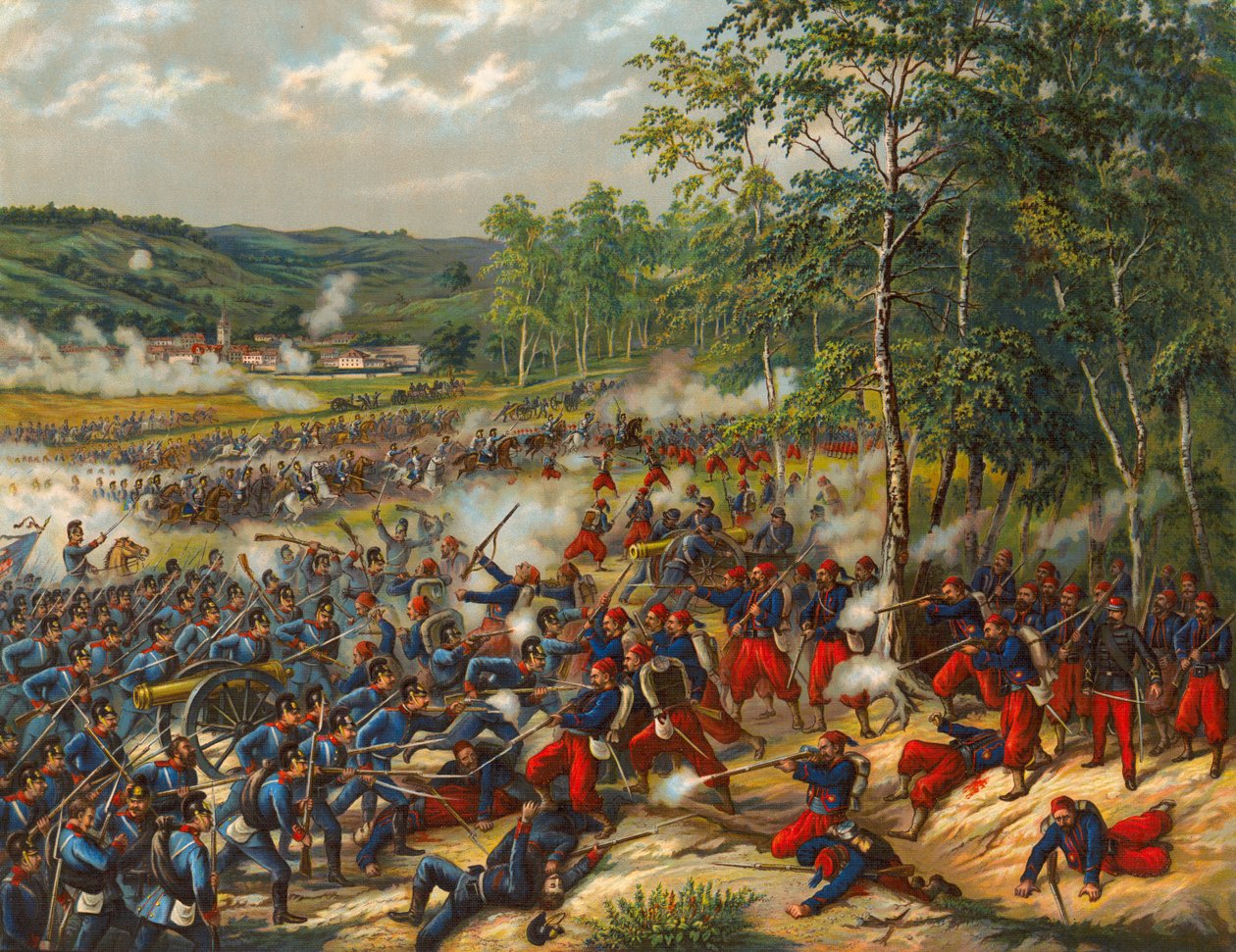 French and German Infantry Fighting at the Battle of Artenay by Max Henze-Dassau