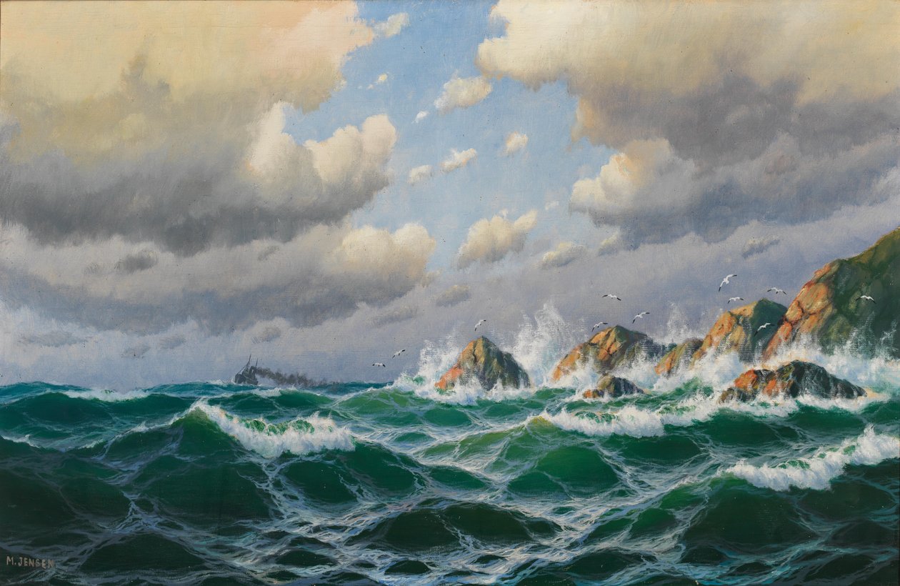 Steamer off a Stormy Coast by Max Jensen
