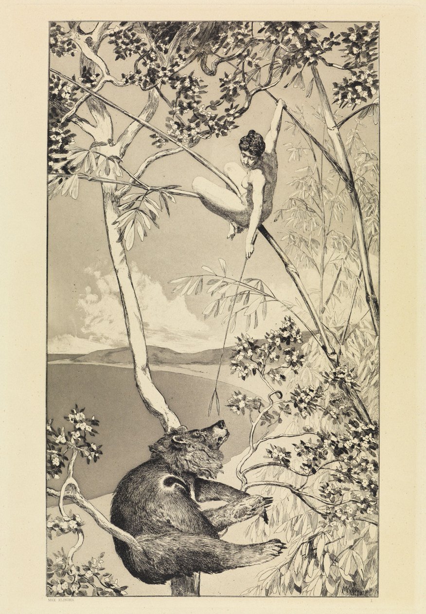 Bear and Elf (Intermezzi, Opus IV, Sheet 1) by Max Klinger