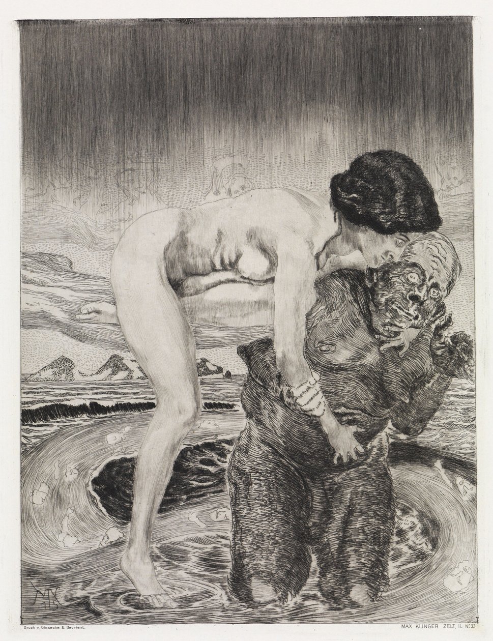 Goddess and Sorcerer (Tent, Opus XIV, Part 2, No. 33) by Max Klinger