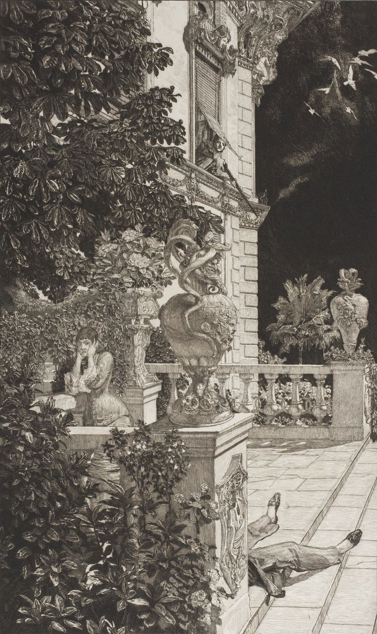 In Flagranti (The Passionate), from Dramas Opus IX by Max Klinger