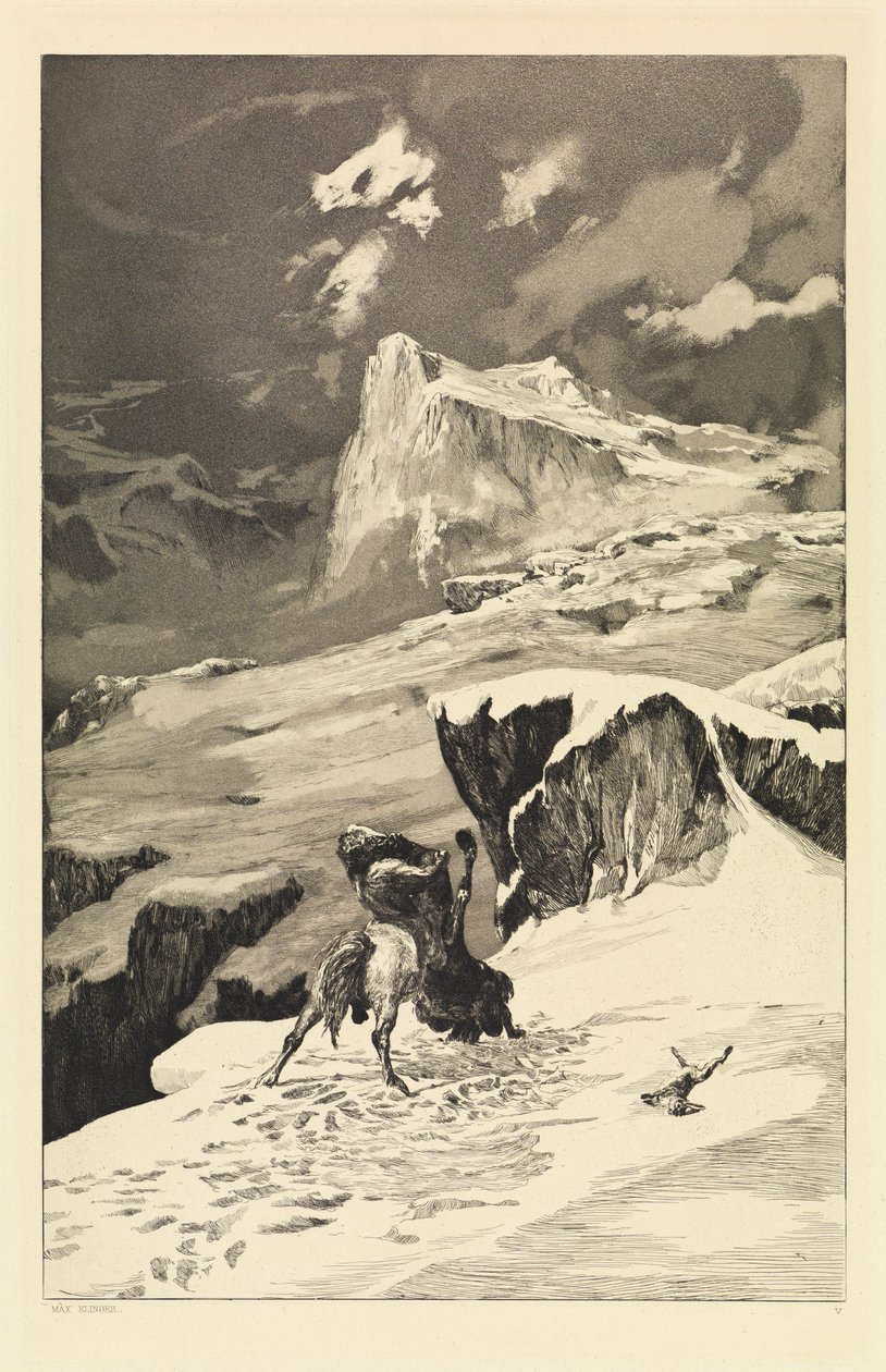 Fighting Centaurs (Intermezzi, Opus IV, Plate 5) by Max Klinger