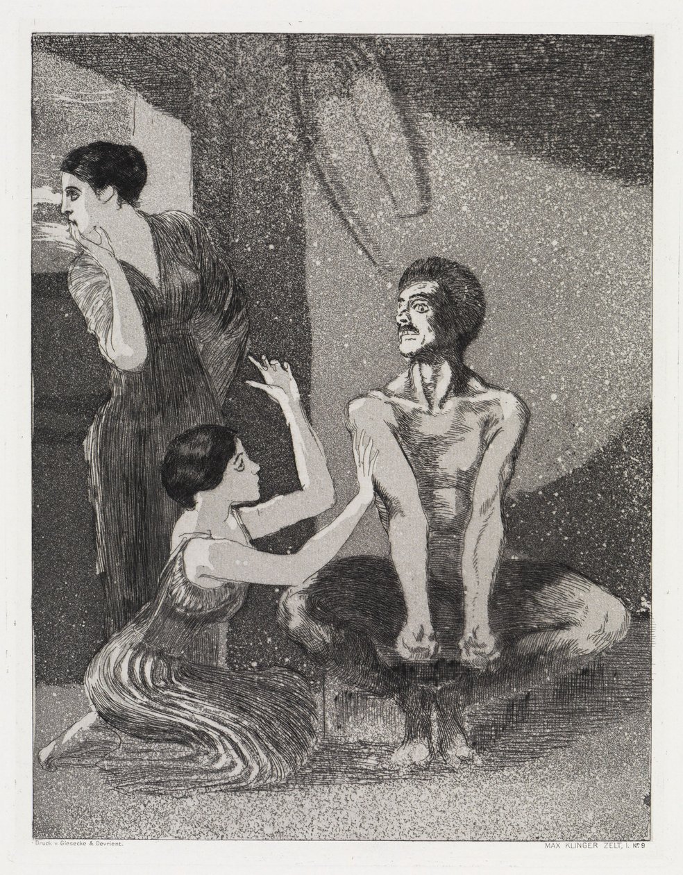 Girl and Archer (Tent, Opus XIV, Part 1, No. 9) by Max Klinger