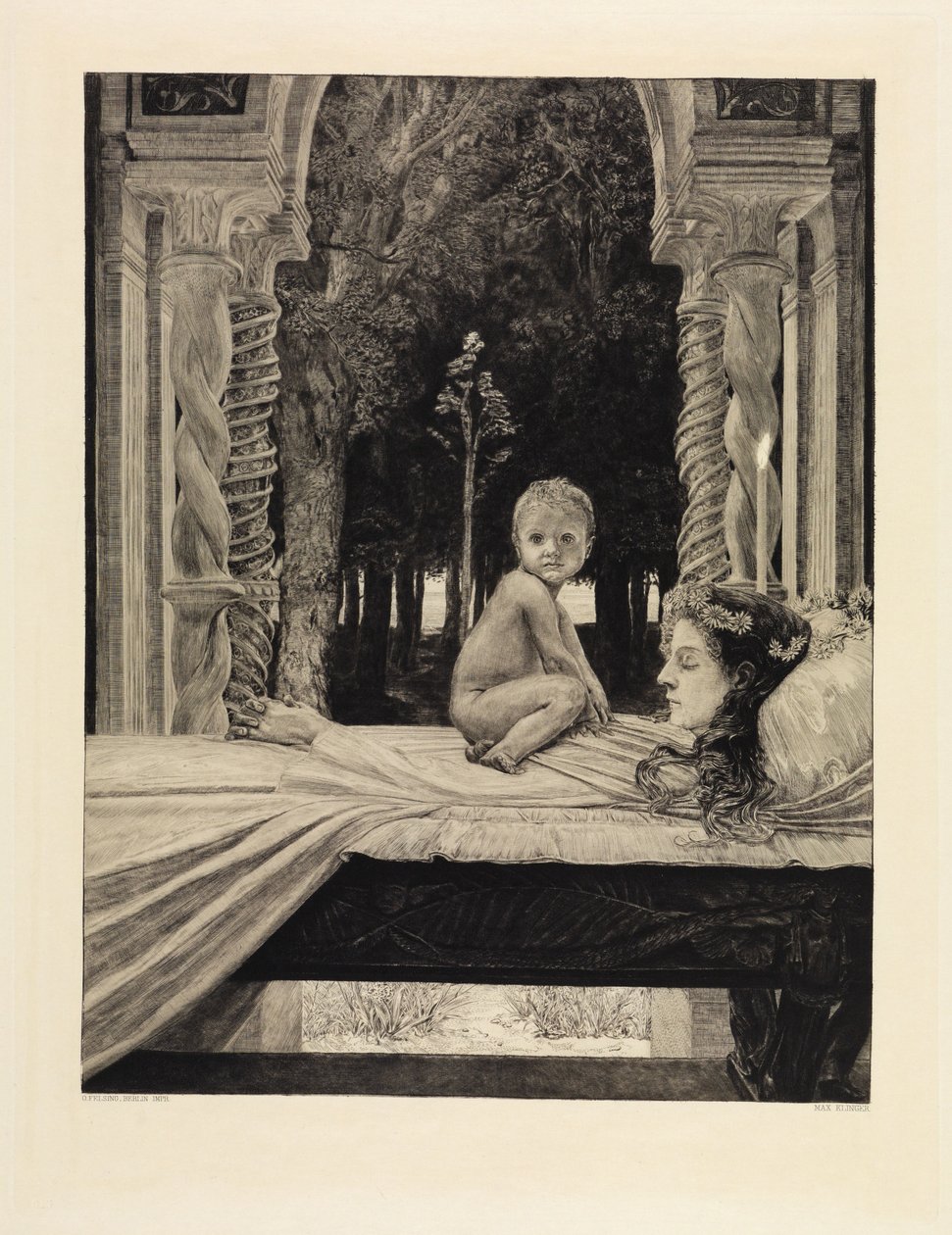 Mother and Child (Dead Mother) (From Death, Second Part, Opus XI, Plate 9) by Max Klinger