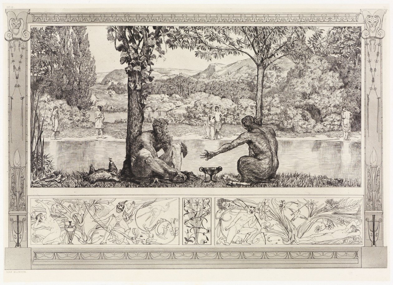 Narcissus and Echo I (Rescues of Ovidian Victims, Opus II, Plate 7) by Max Klinger