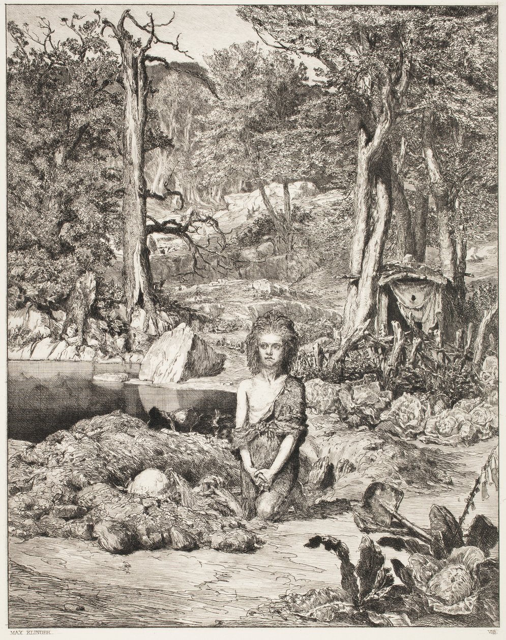 Simplicius at the Grave of the Hermit by Max Klinger