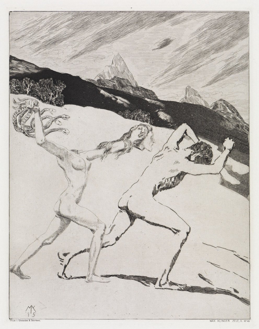 Expulsion (Tent, Opus XIV, Part 2, No. 45) by Max Klinger