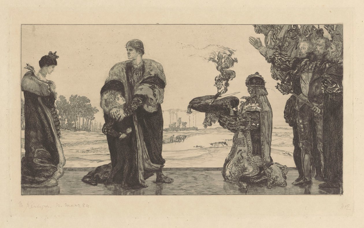 The Ruler and Death, Rejected Plate for the Cycle: About Death Part II, Plate 2, Op. XIII by Max Klinger