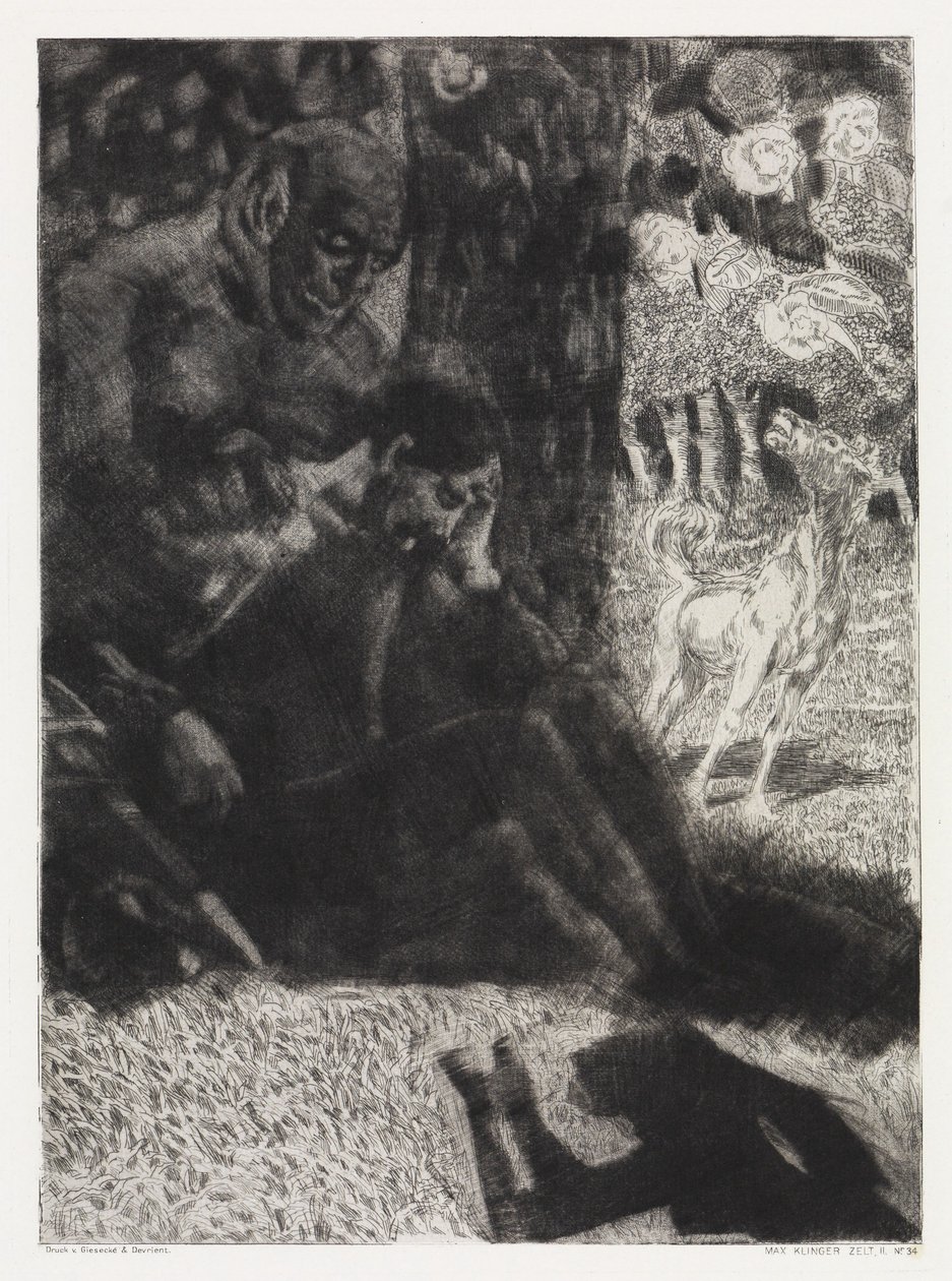 Magician and Knight (Tent, Opus XIV, Part 2, No. 34) by Max Klinger