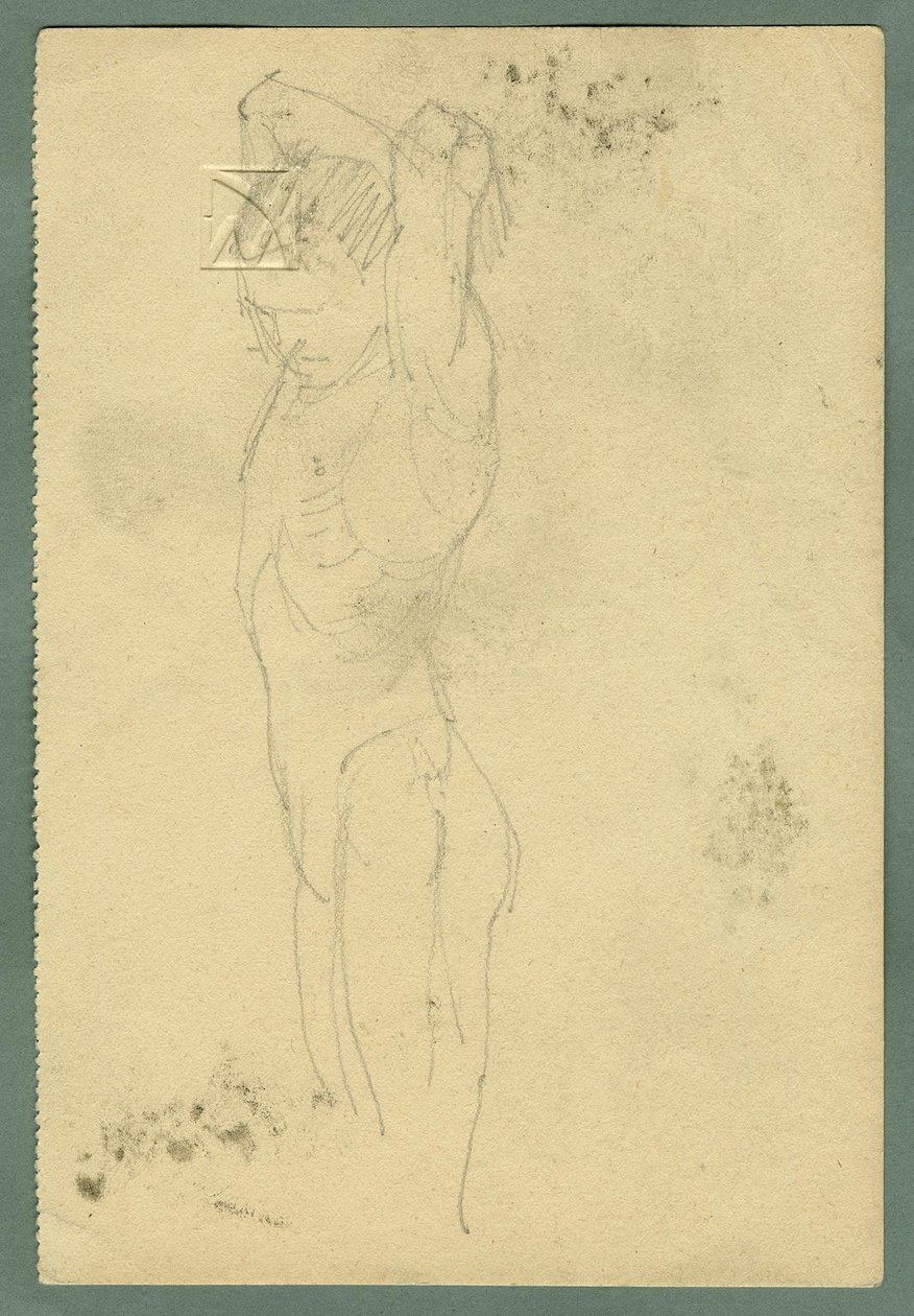 Male Half-Nude, Left Hand on Left Knee by Max Kurzweil