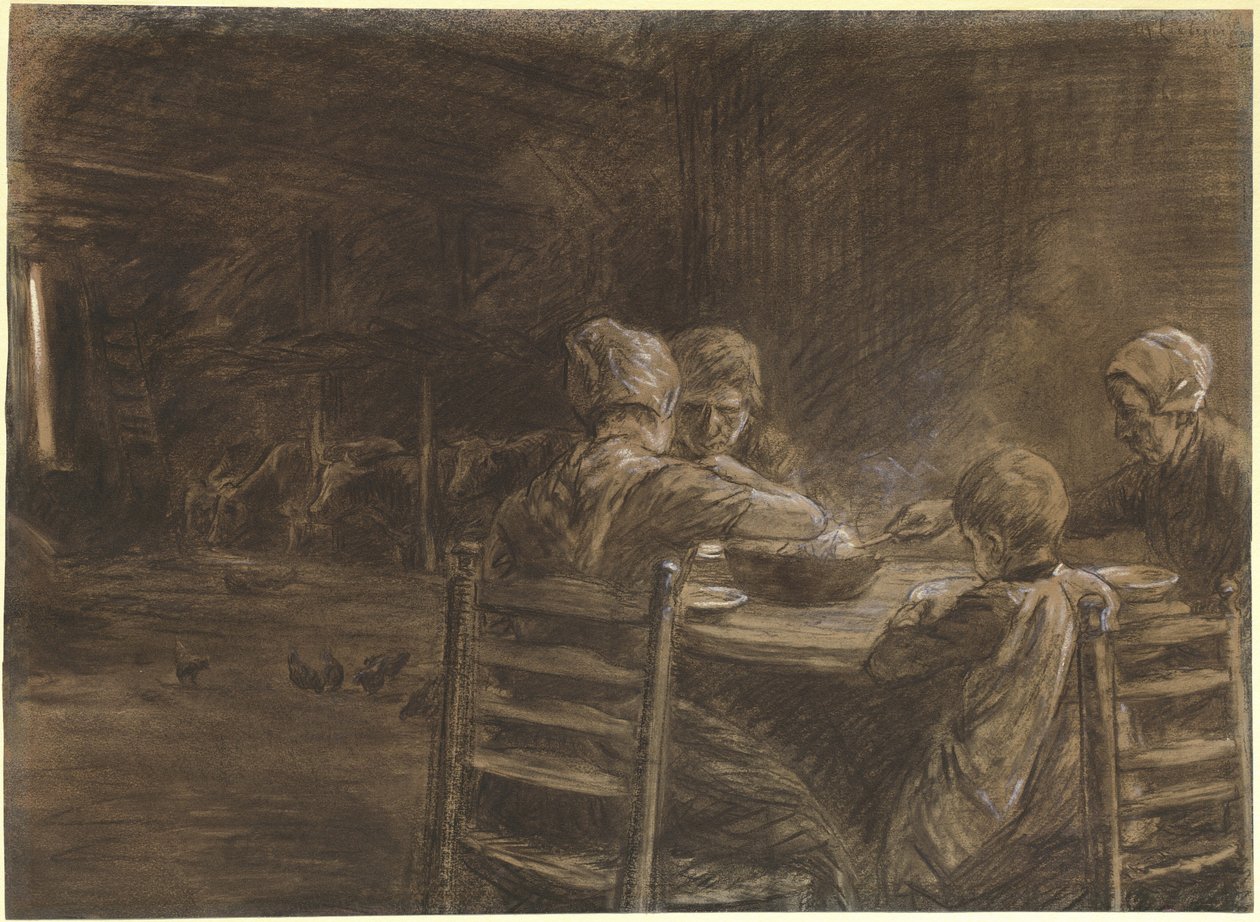 East Frisian Peasants Eating Supper by Max Liebermann