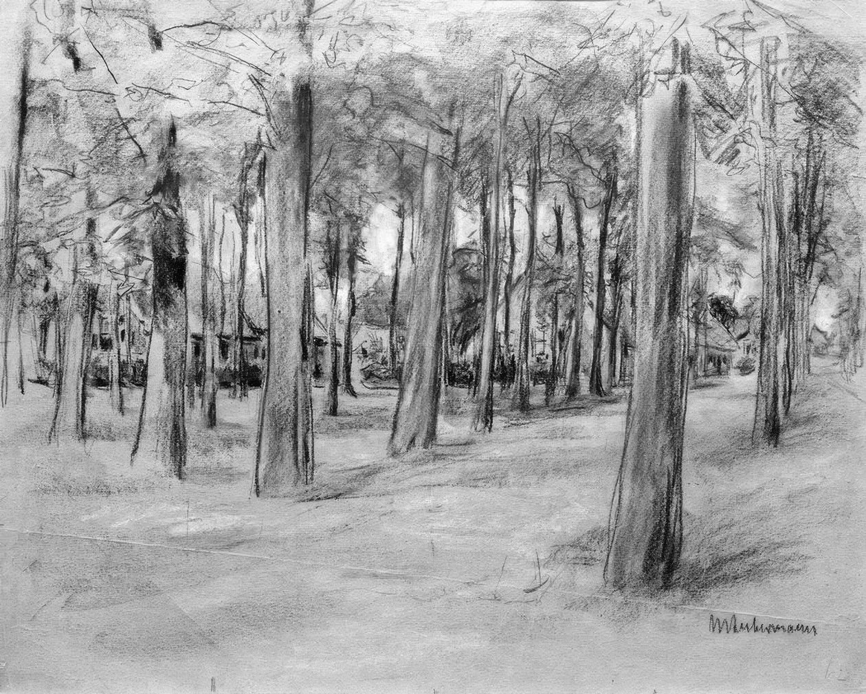 Houses Behind Trees – The Brink in Laren by Max Liebermann