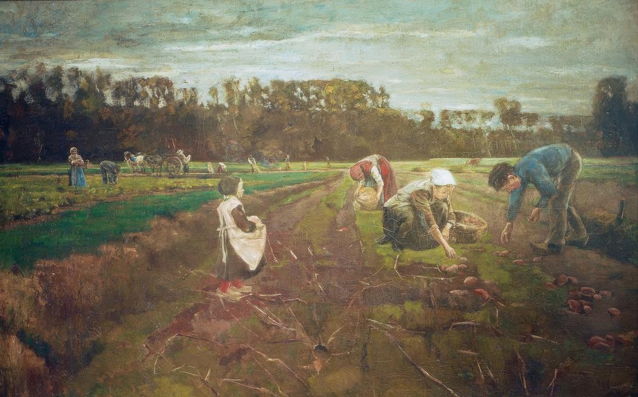 Potato Harvest in Barbizon by Max Liebermann
