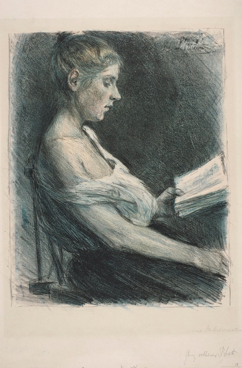 Reading Girl (Anna-Christine Mattuschka-Grisebach) by Max Liebermann