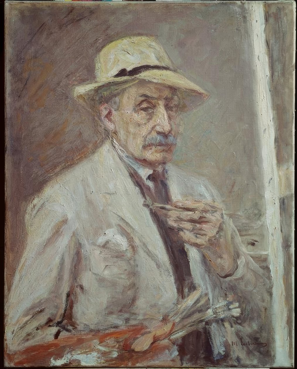 Self-Portrait with Painting Smock and Hat by Max Liebermann