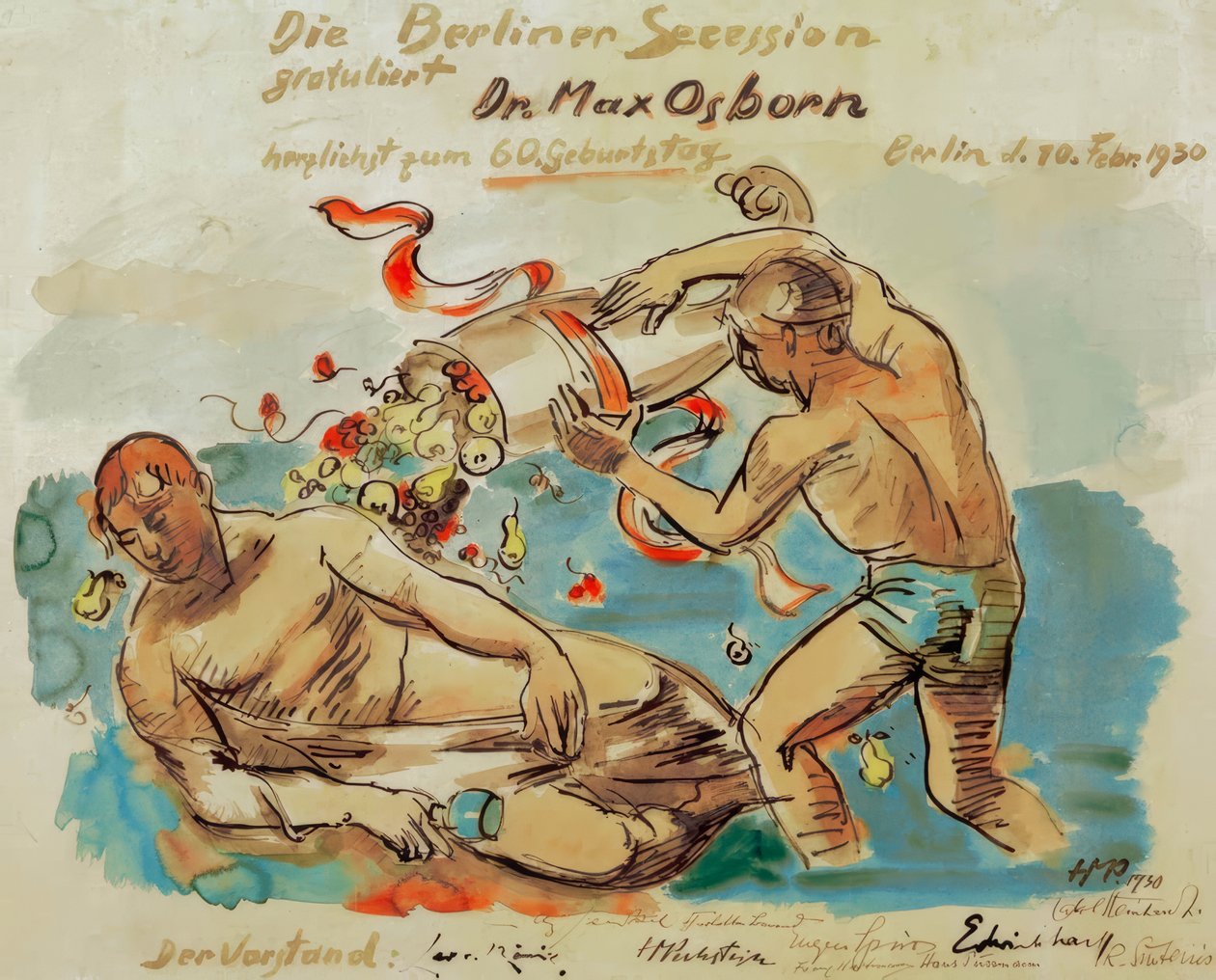 The Berlin Secession Congratulates Dr. Max Osborn Heartily on His 60th Birthday by Max Pechstein