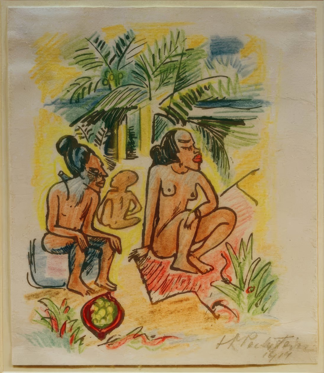 Travel Pictures Italy - South Seas (Three Seated Women) by Max Pechstein