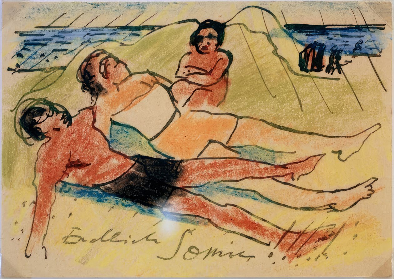 Sunbathing on the Beach by Max Pechstein