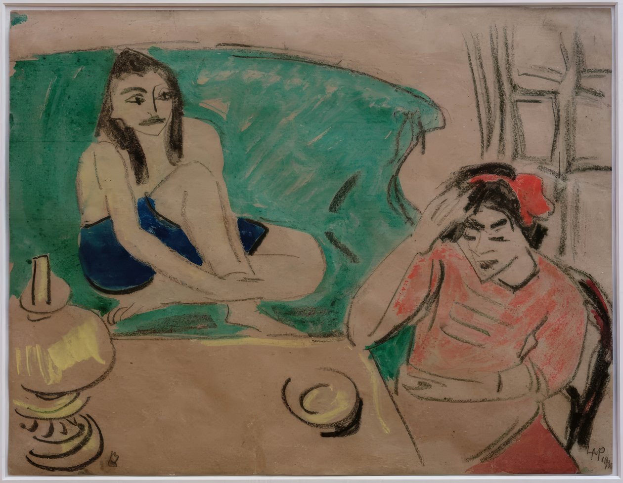 Two Girls at the Table by Max Pechstein