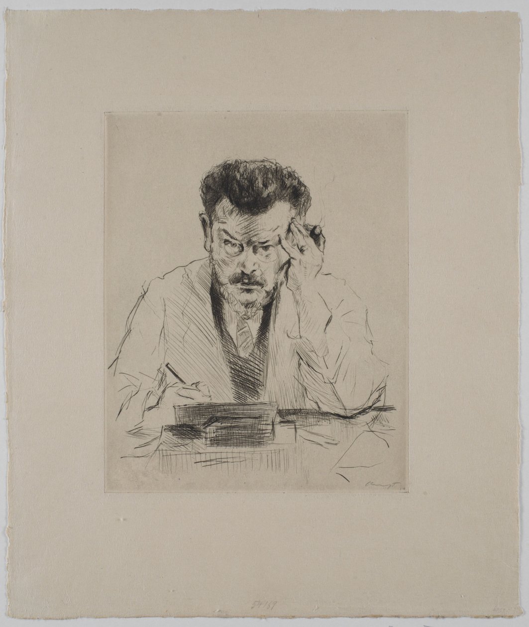 Self-Portrait with Cigar, Etching by Max Slevogt