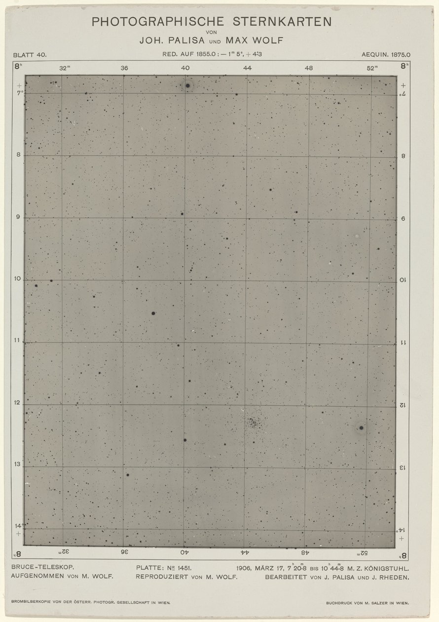 Photographic Star Charts March 17, 1906, 2268 by Max Wolf, Johann Palisa
