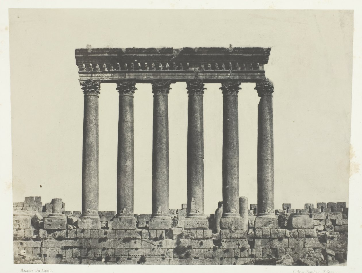 Baalbeck Heliopolis, Colonnade of the Temple of the Sun, Syria, 1849-1851, printed 1852 by Maxime Du Camp