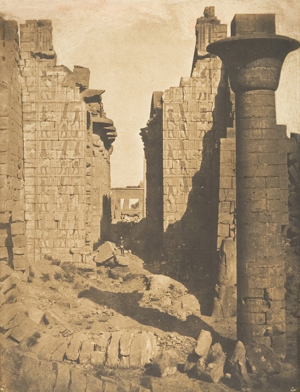 Cour des bubastites et entrée de la Salle Hypostyle du palais de Karnac, Thèbes, 1849-50 by Maxime Du Camp