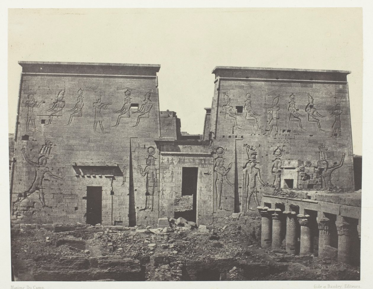 Dromos and Philones, Grand Temple of Isis at Pylons; Nubia, plate 72 from the album "Egypt, Nubia, Palestine and Syria" (1852) by Maxime Du Camp