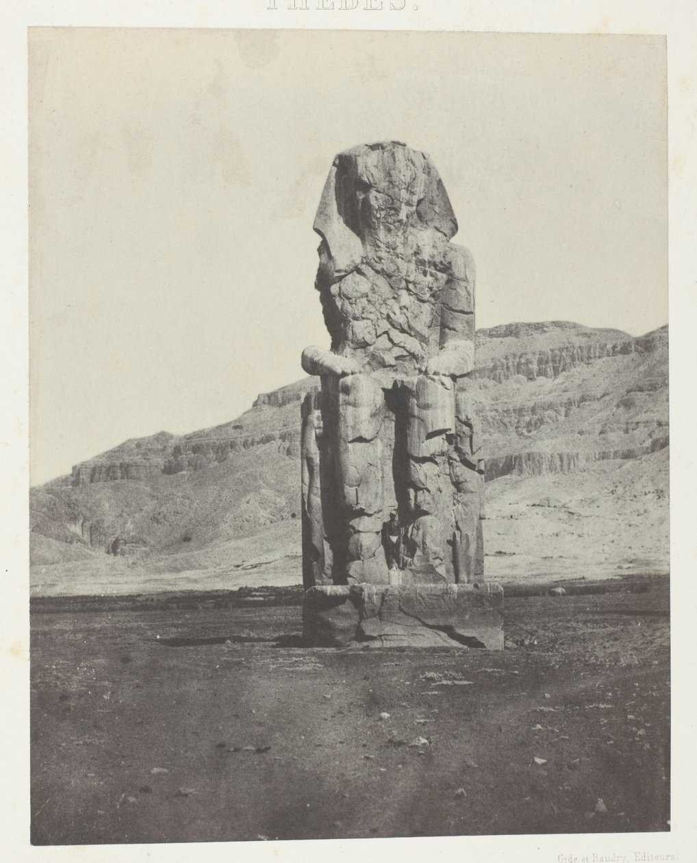 Gournah, Monolithic Colossus of Amenophis III; Thebes, plate 56 from the album "Egypt, Nubia, Palestine and Syria" (1852) by Maxime Du Camp