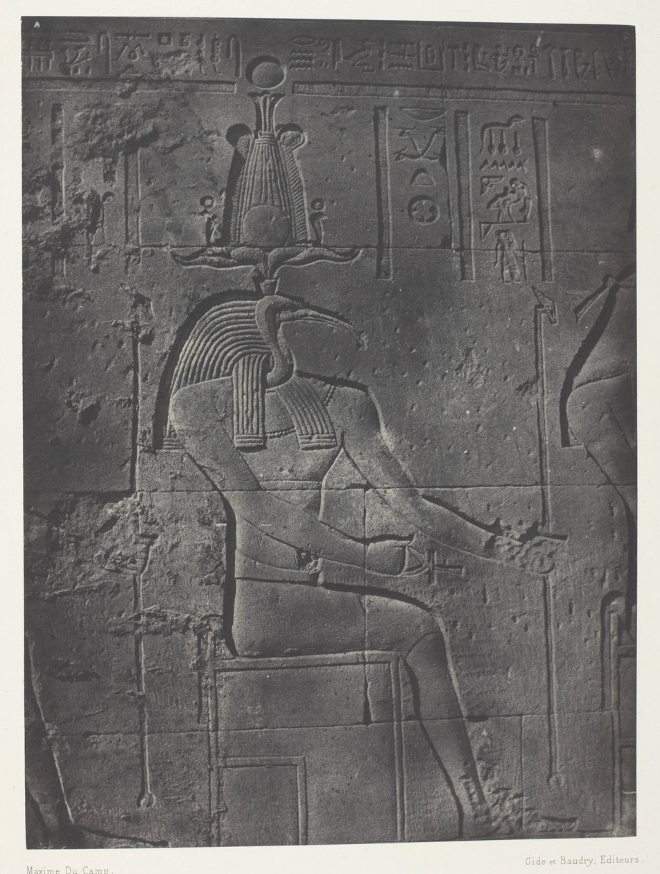 Grand Temple of Isis at Philae, Thoth Ibiocéphale; Nubia, plate 79 from the album "Egypt, Nubia, Palestine and Syria" (1852) by Maxime Du Camp